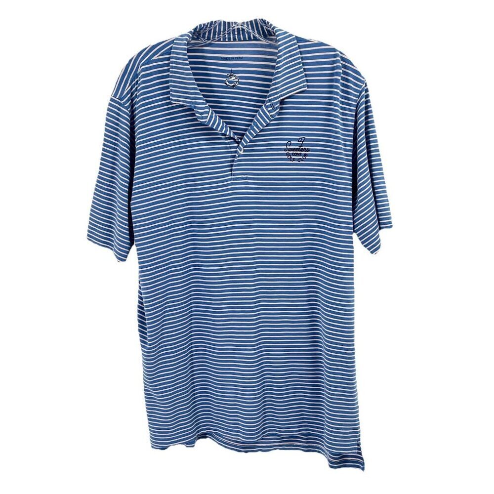 B Draddy Polo Shirt Sweeters Cove Gold Club Blue Stripe Sz XL